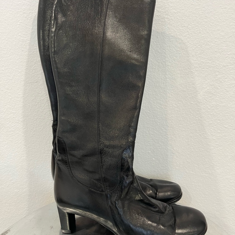 Cole Haan Black Heeled Boots with Knee High Design and Sturdy Heel